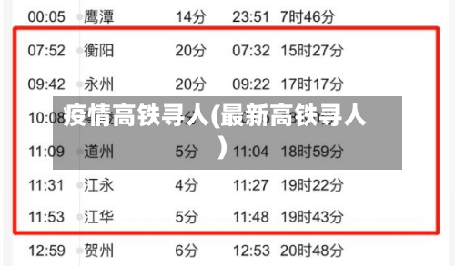 疫情高铁寻人(最新高铁寻人)