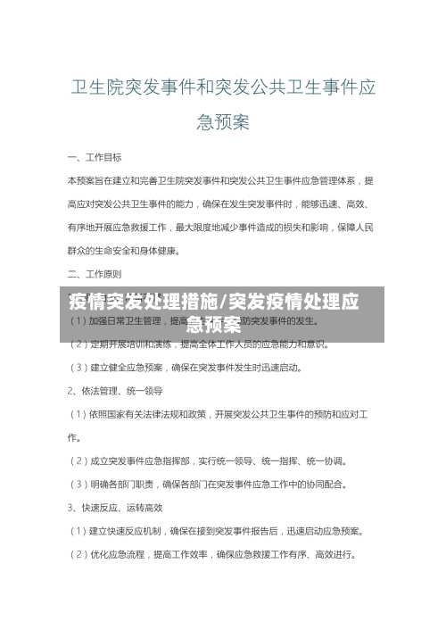 疫情突发处理措施/突发疫情处理应急预案