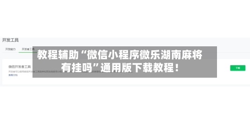 教程辅助“微信小程序微乐湖南麻将有挂吗”通用版下载教程！