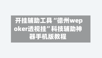 开挂辅助工具“德州wepoker透视挂”科技辅助神器手机版教程-第3张图片