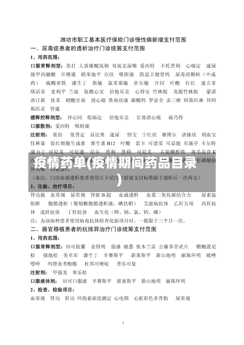 疫情药单(疫情期间药品目录)-第2张图片