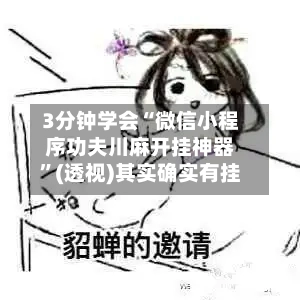 3分钟学会“微信小程序功夫川麻开挂神器”(透视)其实确实有挂