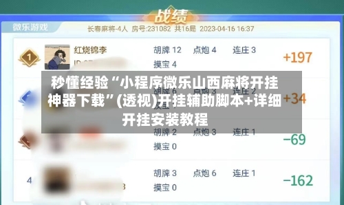 秒懂经验“小程序微乐山西麻将开挂神器下载”(透视)开挂辅助脚本+详细开挂安装教程-第3张图片