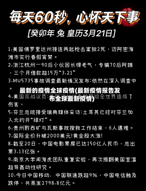 最新的疫情全球疫情(最新疫情报告发布全球最新疫情)-第2张图片