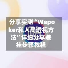 分享实测“Wepoker私人局透视方法”详细分享装挂步骤教程-第3张图片