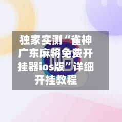 独家实测“雀神广东麻将免费开挂器ios版”详细开挂教程-第2张图片