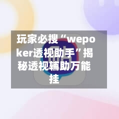 玩家必搜“wepoker透视助手”揭秘透视辅助万能挂-第3张图片