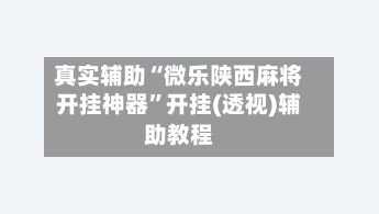 真实辅助“微乐陕西麻将开挂神器”开挂(透视)辅助教程-第2张图片