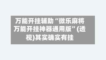 万能开挂辅助“微乐麻将万能开挂神器通用版”(透视)其实确实有挂-第3张图片