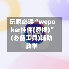 玩家必读“wepoker挂件(透视)	”(必备工具)辅助教学-第2张图片