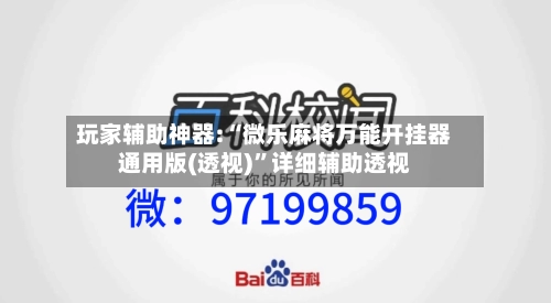 玩家辅助神器:“微乐麻将万能开挂器通用版(透视)”详细辅助透视-第3张图片