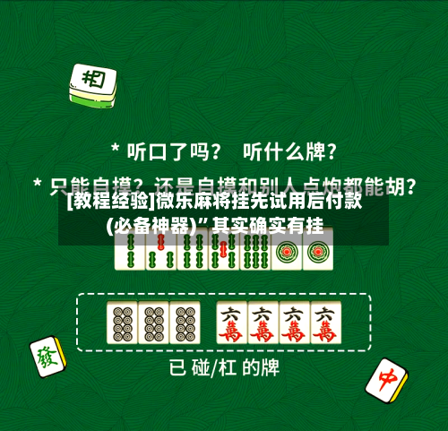 [教程经验]微乐麻将挂先试用后付款(必备神器)”其实确实有挂-第3张图片