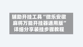 辅助开挂工具“微乐安徽麻将万能开挂器通用版	”详细分享装挂步骤教程-第3张图片