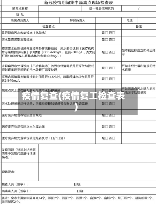 疫情复查(疫情复工检查表)