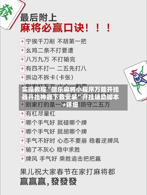 实操教程“微乐麻将小程序万能开挂器开挂神器下载安装”开挂辅助脚本+详细-第3张图片