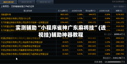 实测辅助“小程序雀神广东麻将挂”(透视挂)辅助神器教程-第2张图片