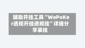 辅助开挂工具“WePoKer透视开挂透视挂	”详细分享装挂-第2张图片
