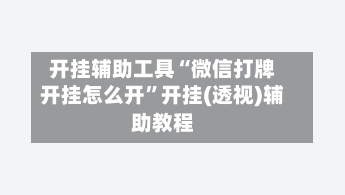 开挂辅助工具“微信打牌开挂怎么开”开挂(透视)辅助教程-第2张图片